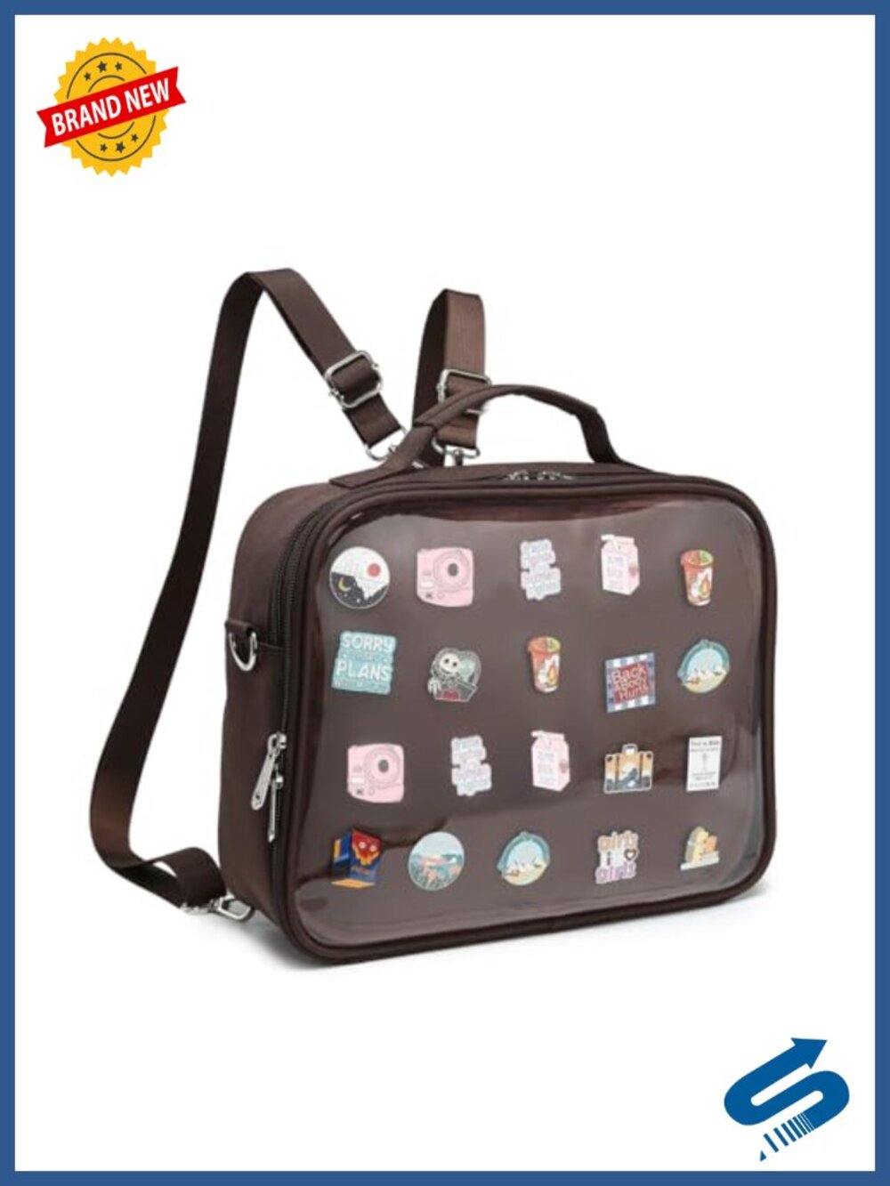 Ita Bag Backpack Satchel Oxford Crossbody Messenger Clear Window Display Pin